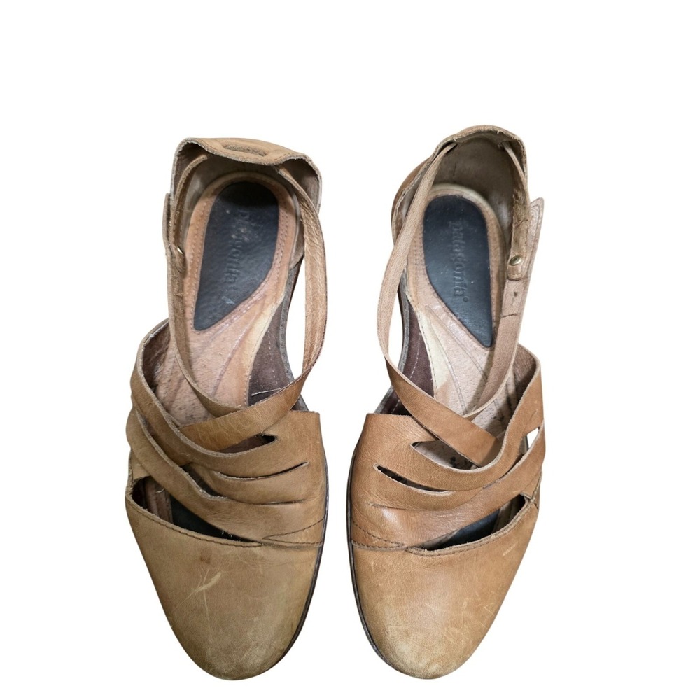 Patagonia Women's Mary Jane Tan Leather Strappy Sandals Buckle Closure Size‎ 8